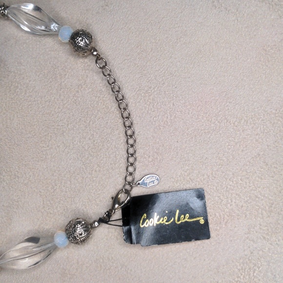 Y2K Cookie Lee Crystal Beaded Necklace Silver Faceted Glass Deadstock NWT - Picture 6 of 8